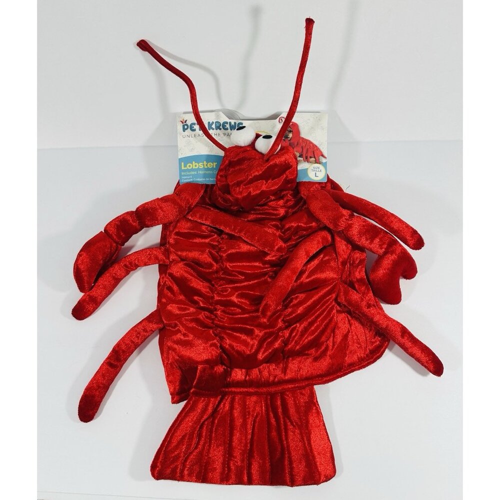 Red Lobster Pet Dog Halloween Harness Costume Hood Size Large Plush Holiday New